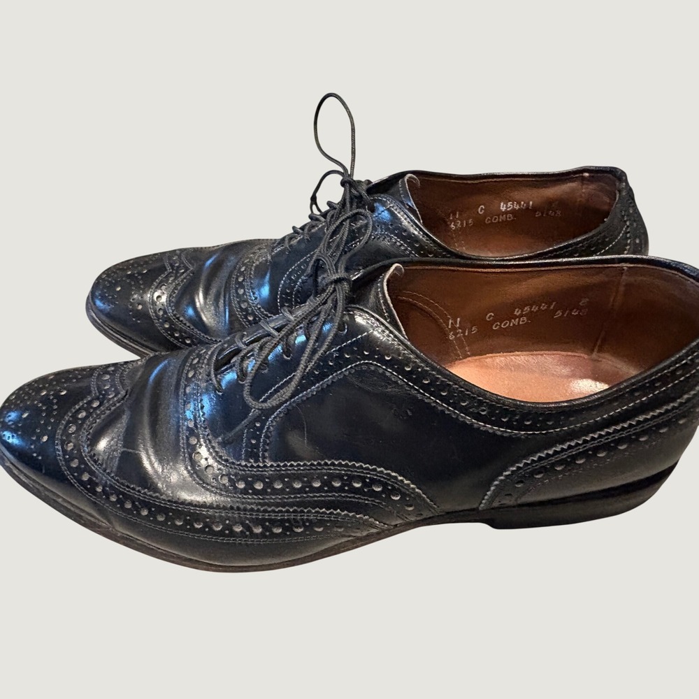 Allen Edmonds McAllister Black Leather Wingtip Oxford Dress Shoes Mens 11 C 6215